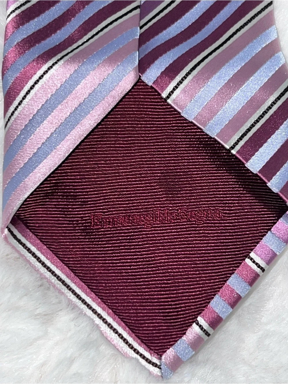 Ermenegildo Zegna Purple and Light Blue Striped Silk Tie